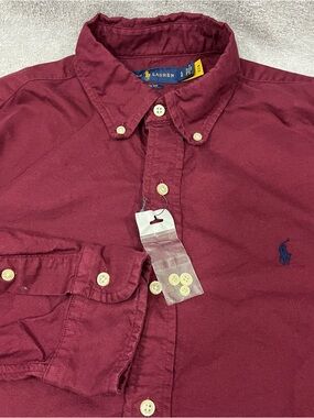 NWOT POLO RALPH LAUREN MEN'S CLASSIC FIT BUTTON DOWN LONG SLEEVE RED SHIRT SZ L